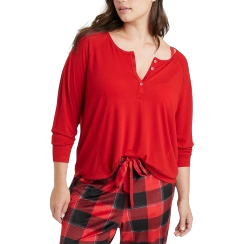Stars Above Women’s Henley Pajama Set in Red Size S - Picture 4 of 6
